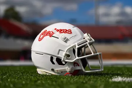 White Helmet. Equipment generic. October 28, 2023 Louisiana vs South Alabama Football in Lafayette, LA at Cajun Field. Final score Louisiana 33 South Alabama 20. Photo by Benjamin R. Massey/Ragin Cajun Athletics