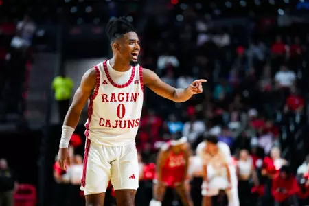 Themus Fulks points November 6, 2023 Louisiana vs Youngstown State Men's Basketball in Lafayette, LA at the Cajundome. Final score Louisiana 72 YSU 62. Photo by Benjamin R. Massey/Ragin Cajun Athletics