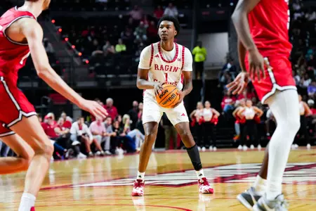 Joe Charles shoots November 6, 2023 Louisiana vs Youngstown State Men's Basketball in Lafayette, LA at the Cajundome. Final score Louisiana 72 YSU 62. Photo by Benjamin R. Massey/Ragin Cajun Athletics