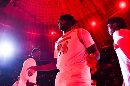 Hosana Kitenge October 30, 2023 Louisiana vs University of Texas at Tyler Men's Basketball in Lafayette, LA at the Cajundome. Final score Louisiana 80 UT Tyler 57. Photo by Benjamin R. Massey/Ragin Cajun Athletics