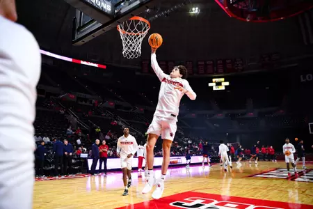 Christian Landry October 30, 2023 Louisiana vs University of Texas at Tyler Men's Basketball in Lafayette, LA at the Cajundome. Final score Louisiana 80 UT Tyler 57. Photo by Benjamin R. Massey/Ragin Cajun Athletics