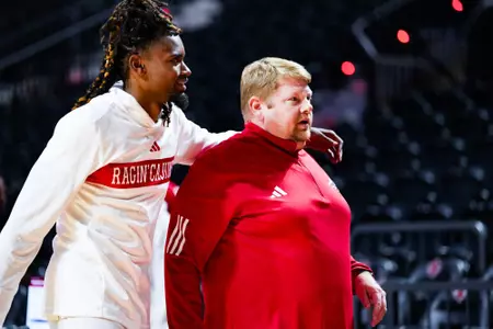 B.J. Duplantis and Michael Thomas October 30, 2023 Louisiana vs University of Texas at Tyler Men's Basketball in Lafayette, LA at the Cajundome. Final score Louisiana 80 UT Tyler 57. Photo by Benjamin R. Massey/Ragin Cajun Athletics