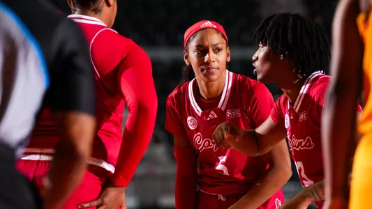 WBB Tamera Johnson in Huddle vs. Xavier (LA) 11.21.23