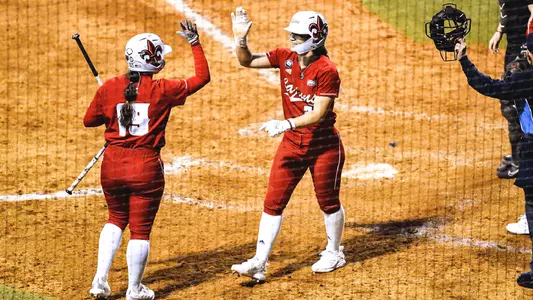 SB Sophie Piskos and Alexa Langeliers High Five vs. Lafayette 02.10.23