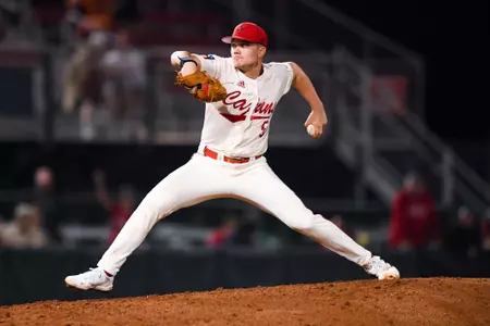 Blake Marshall pitches the ball to BYU February 22, 2023 Louisiana vs Brigham Young Baseball in Lafayette, LA at Russo Park at M.L. "Tigue" Moore Field. Final Score Louisiana 4 BYU 3. Photo by Benjamin R. Massey/Ragin Cajuns Athletics