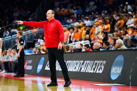 Bob Marlin during the NCAA Tournament March 16, 2023. Louisiana vs Tennessee in the NCAA Tournament First Round at the Amway Center in Orlando, FL. Final score Louisiana 52 Tennessee 55. Photo by Benjamin R. Massey/Ragin Cajuns Athletics.