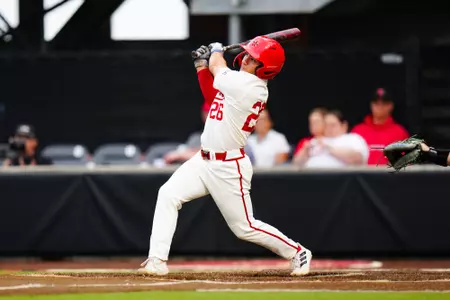 Ben Robichaux swings at a pitch for his first career home run April 4, 2023 Louisiana vs Tulane Baseball in Russo Park at M.L. "Tigue" Moore Field. Final Score Louisiana 8 Tulane 7. Photo by Benjamin R. Massey/Ragin Cajun Athletics