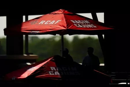 RCAF umbrellas on upper level concourse April 1, 2023 Louisiana vs Appalachain State Baseball in Russo Park at M.L. "Tigue" Moore Field. Final Score Louisiana 5 App State 8. Photo by Benjamin R. Massey/Ragin Cajun Athletics
