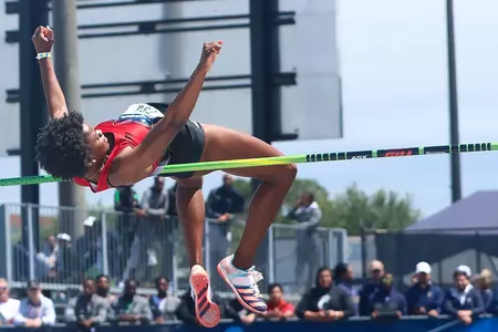 Taylor Davis competes in the high jump at the NCAA East Regional