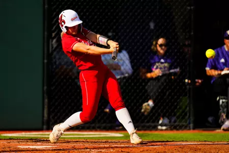 Alexa Langeliers swings at a pitch May 27, 2023 Louisiana vs. Washington Softball in Husky Softball Stadium in Seattle, WA for the 2023 Seattle Super Regional. Final score Louisiana 0 Washington 2. Photo by Benjamin R. Massey/Ragin Cajun Athletics