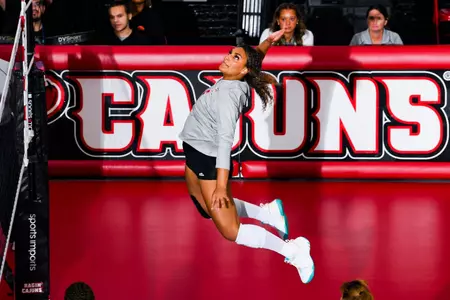 Emery Judkins August 12, 2023 Louisiana Volleyball red vs white scrimmage at Historic Earl K. Long Gymnasium at Antoun Court. Final Score Red 0 White 2. Photo by Benjamin R. Massey/Ragin Cajun Athletics