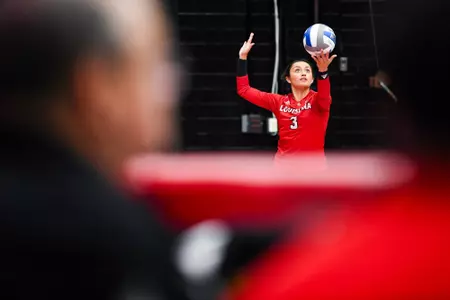 Danielle Taix serve August 12, 2023 Louisiana Volleyball red vs white scrimmage at Historic Earl K. Long Gymnasium at Antoun Court. Final Score Red 0 White 2. Photo by Benjamin R. Massey/Ragin Cajun Athletics