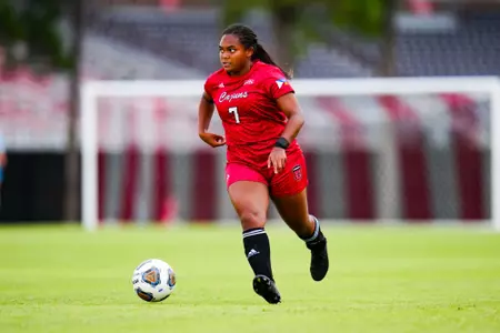 Mya Smith September 7, 2023 Louisiana Women's Soccer vs Alcorn State in Lafayette, LA at Home Bank Track and Soccer Complex. Final Score Louisiana 5 Alcorn State 0. Photo by Benjamin R. Massey/Ragin Cajun Athletics