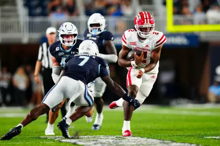 September 9, 2023 Louisiana @ Old Dominion University Football in Northfolk, VA at S.B. Ballard Stadium. Final score Louisiana 31 ODU 38. Photo by Benjamin R. Massey/Ragin Cajun Athletics