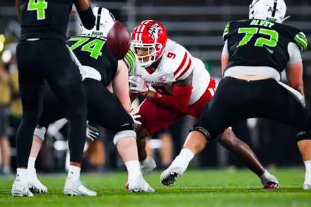 Mason Narcisse makes a move September 16, 2023 Louisiana vs University of Alabama Birmingham Football in Birmingham, AL at Protective Stadium. Final score Louisiana 41 UAB 21. Photo by Benjamin R. Massey/Ragin Cajun Athletics