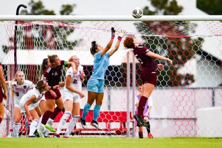 Makenna Garcia save September 24, 2023 Louisiana Women's Soccer vs Louisiana-Monroe in Lafayette, LA at Home Bank Track and Soccer Complex. Final Score Louisiana 0 ULM 1. Photo by Benjamin R. Massey/Ragin Cajun Athletics
