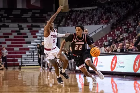 Kentrell Garnett drives to the basket against Troy