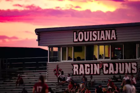 Sunset at Home Bank Track and Soccer stadium. September 7, 2023 Louisiana Women's Soccer vs Alcorn State in Lafayette, LA at Home Bank Track and Soccer Complex. Final Score Louisiana 5 Alcorn State 0. Photo by Benjamin R. Massey/Ragin Cajun Athletics
