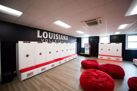 Locker room and Training room July 10, 2023 EK Long Gymnasium at Antoun Court. after the 2022 renovation. Photo by Benjamin R. Massey/Ragin Cajun Athletics