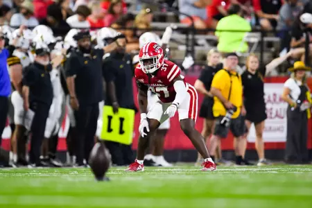 Micah Johnson pre snap October 12, 2024 Louisiana vs Appalachian State Football in Lafayette, LA at Cajun Field. Final score Louisiana 34 App State 24. Photo by Benjamin R. Massey/Ragin’ Cajun Athletics