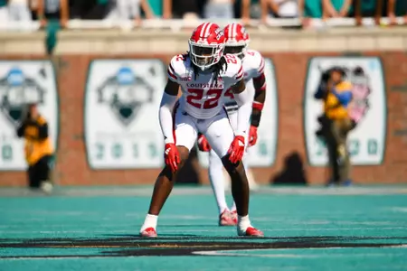 Jaden Dugger pre snap October 19, 2024 Louisiana @ Coastal Carolina Football in Conway, SC at Brooks Stadium. Final score Louisiana 34 CCU 24. Photo by Benjamin R. Massey/Ragin’ Cajun Athletics