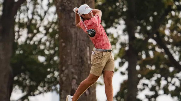Carter Schmitt hits a drive at The Clerico