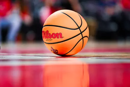 Generic Basketball on the court November 19, 2024 Louisiana vs Rice Men's Basketball in Lafayette, LA at the Cajundome. Final score Louisiana 61 Rice 83. Photo by Benjamin R. Massey/Ragin’ Cajuns Athletics