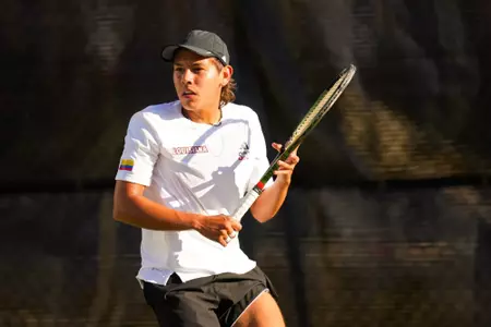 William Ribero February 2, 2024 Louisiana vs. Texas A&M Corpus Christie Men’s Tennis at Cajun Courts in Lafayette, LA. Final score Louisiana 4 Texas A&M CC 0. Photo by Benjamin R. Massey/Ragin Cajun Athletics