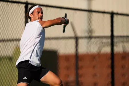 Oriol Fillat Gimenez February 2, 2024 Louisiana vs. Texas A&M Corpus Christie Men’s Tennis at Cajun Courts in Lafayette, LA. Final score Louisiana 4 Texas A&M CC 0. Photo by Benjamin R. Massey/Ragin Cajun Athletics
