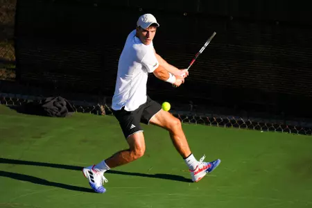 Vasil Dimitrov February 2, 2024 Louisiana vs. Texas A&M Corpus Christie Men’s Tennis at Cajun Courts in Lafayette, LA. Final score Louisiana 4 Texas A&M CC 0. Photo by Benjamin R. Massey/Ragin Cajun Athletics