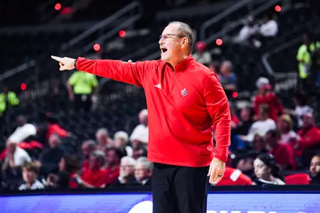 Bob Marlin on the sideline February 11, 2024 Louisiana vs Bowling Green Men's Basketball in Lafayette, LA at the Cajundome. Final score Louisiana 86 Bowling Green 60. Photo by Benjamin R. Massey/Ragin Cajun Athletics