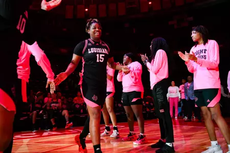 Uniyah Franklin Player Intros February 15, 2024 Louisiana vs Georgia Southern Women's Basketball in Lafayette, LA at the Cajundome. Final score Louisiana 62 Georgia Southern 57. Photo by PHOTOGRAPHER/Ragin Cajun Athletics