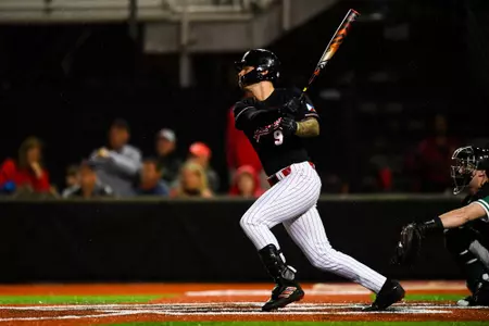 Duncan Pastore at bat February 16, 2024 Louisiana vs Wright State Game 1 Baseball in Russo Park at M.L. "Tigue" Moore Field. Final Score Louisiana 3 Wright State 2. Photo by Benjamin R. Massey/Ragin Cajun Athletics