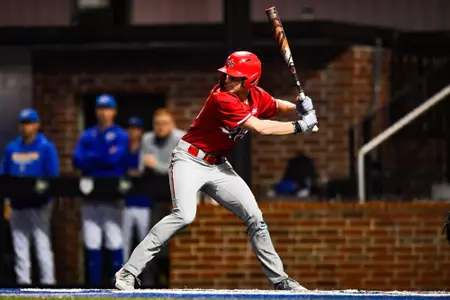 Conor Higgs at bat February 19, 2024 Louisiana @ McNeese Baseball at Joe Miller Ballpark. Final Score Louisiana 11 McNeese 3. Photo by Benjamin R. Massey/Ragin Cajun Athletics