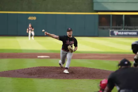 LP Langevin pitches against Vanderbilt in the Astros Foundation College Classic at Houston's Minute Maid Park