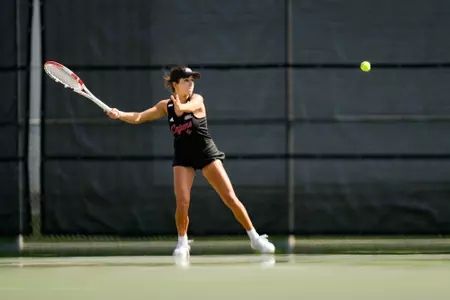 Nina Krecklenberg Doubles March 18, 2024 Louisiana vs. Coastal Carolina Women’s Tennis at Cajun Courts in Lafayette, LA. Final score Louisiana 2 CCU 5. Photo by Benjamin R. Massey/Ragin’ Cajun Athletics