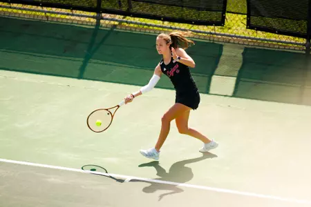 Angelique Berrat Singles March 18, 2024 Louisiana vs. Coastal Carolina Women’s Tennis at Cajun Courts in Lafayette, LA. Final score Louisiana 2 CCU 5. Photo by Benjamin R. Massey/Ragin’ Cajun Athletics