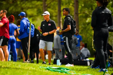 Tommy Badon and Rylan Theyard March 16, 2024 Louisiana Track & Field in Lafayette, LA at Home Bank Track and Soccer Complex. Track and Field Louisiana Classics. Photo by Benjamin R. Massey/Ragin’ Cajun Athletics
