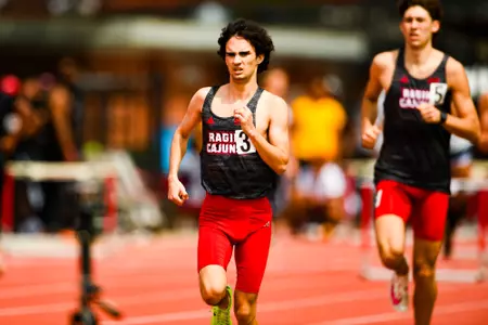 Owen Tauzin March 16, 2024 Louisiana Track & Field in Lafayette, LA at Home Bank Track and Soccer Complex. Track and Field Louisiana Classics. Photo by Benjamin R. Massey/Ragin’ Cajun Athletics