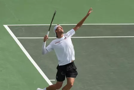 Alejandro Sanchez Gonzalez serves against Coastal Carolina