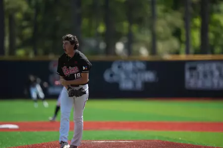 Chase Morgan celebrates an inning-ending strikeout in Saturday's 1-0 win over Marshall