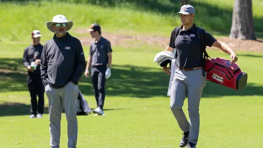Theo Sliman with Eli Ortego during Round 1 of the SBC Men's Golf Championships