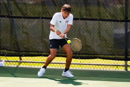 William Ribero Doubles April 14, 2024 Louisiana vs. Georgia Southern Men’s Tennis at Cajun Courts in Lafayette, LA. Final score Louisiana 1 GSU 4. Photo by Benjamin R. Massey/Ragin’ Cajun Athletics