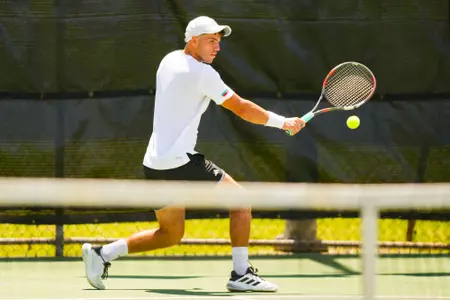 Vasil Dimitrov Singles April 14, 2024 Louisiana vs. Georgia Southern Men’s Tennis at Cajun Courts in Lafayette, LA. Final score Louisiana 1 GSU 4. Photo by Benjamin R. Massey/Ragin’ Cajun Athletics