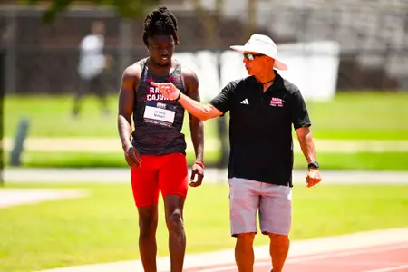 Jeremy Nelson and Tommy Badon May 11, 2024 Sun Belt Conference Track and Field Outdoor Championship Meet in Monroe, LA. Photo by Benjamin R. Massey/Ragin’ Cajun Athletics