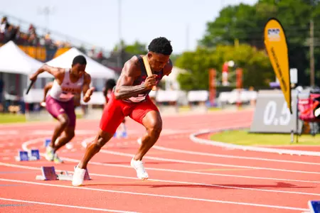 Trejun Jones 4x100 M Relay May 11, 2024 Sun Belt Conference Track and Field Outdoor Championship Meet in Monroe, LA. Photo by Benjamin R. Massey/Ragin’ Cajun Athletics