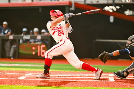 Kyle DeBarge at bat May 9, 2024 Louisiana vs Jackson State Baseball in Russo Park at M.L. "Tigue" Moore Field. Final Score Louisiana 5 Jackson State 0. Photo by Benjamin R. Massey/Ragin’ Cajun Athletics
