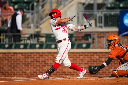Kyle DeBarge at bat May 31, 2024 Louisiana vs University of Texas Baseball in the NCAA Baseball Regional at Olsen Field at Blue Bell Park in College Station, Texas Final Score Louisiana 5 UT 12. Photo by Benjamin R. Massey/Ragin’ Cajun Athletics