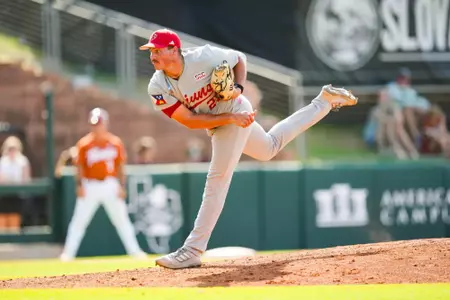 Matthew Holzhammer pitching June 2, 2024 Louisiana vs Texas Baseball in the NCAA Baseball Regional at Olsen Field at Blue Bell Park in College Station, Texas. Final Score Louisiana 10 UT 2. Photo by Benjamin R. Massey/Ragin’ Cajun Athletics
