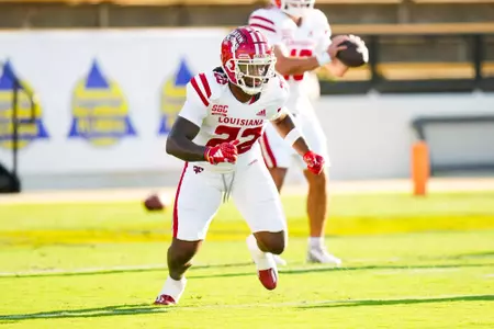 Chaz Ward Pregame warmups September 7, 2024 Louisiana @ Kennesaw State Football in Kennesaw, GA at Fifth Third Stadium. Final score Louisiana 34 Kennesaw State 10. Photo by Benjamin R. Massey/Ragin’ Cajun Athletics
